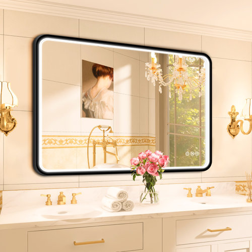 Experience Bathroom Luxury  Black Framed LED Makeup Mirror%2C 3 Color Temperature 